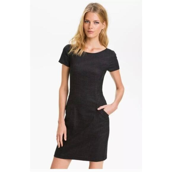 Theory Size 10 Nuriana Raetia Sheath Dress Gray Blend Short Sleeve Career Work - Picture 1 of 12